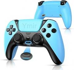 Modded for PS4 Controller 2 Pack Compatible with Playstation 4/Pro/PC Console,Elite Pa4 Wireless Remote with Touch Pad,Motion Sensor,Double Vibration,Clear Blue and Camo Blue