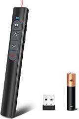 Presentation Clicker Wireless Presenter Remote, PowerPoint Clicker Computer Clicker with Red Light, Clickers for PowerPoint Presentations Slide Advancer with Volume Control for Mac/Laptop/Computer