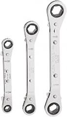 KLEIN TOOLS 68244 Ratcheting Offset Box Wrench Set, Made in USA, Fully Reversible, 3-Piece