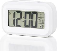 Digital Alarm Desk Clock Backlight Snooze Mute Calendar Desktop Electronic Backlight Table Clocks Desktop Clock Wall Decor Living Room Wall Clock Large(White) (White One Size)