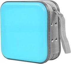 Car CD Case, 48 Capacity Hard Plastic & Non-Woven Fabric Vehicle DVD Case Holder with Zipper, Portable Automotive Disc Wallet Storage Organizer Binder for Travel, Universal Fit (Sky Blue)
