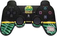 Skinit Decal Gaming Skin for PS3 Dual Shock Wireless Controller - Officially Licensed NBA Seattle Supersonics Retro Palms Design