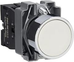 XB2BA11C,Easy Harmony XB2,Flat Button,White,Diameter 22,Spring Return,1 NO,Nickel-Plated Metal.Mounting Diameter 22.5mm.Original Packaging,Never Used,in Stock,Ship Now.