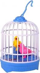 Singing and Chirping Bird in Cage - Realistic Sounds and Movements - Sound Activated Chirp Toy - Electronic Simulation Bird Cage