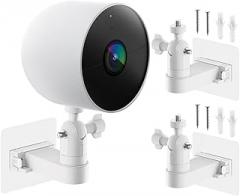 2 Pack Adjustable Wall Mount for Google Nest Cam (Battery, Indoor/Outdoor) – 360° Adjustable Security Camera Bracket, Tool-Free No-Drill Installation, White