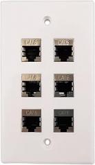 Shielded CAT6 Jack Ethernet Panel Six Port LAN Female to Female Plug RJ45 Panel