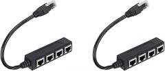 2pcs Ethernet Splitter, 1 to 4 Rj45 High Speed Splitter Adapter Network Cable Adapter