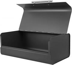 Milisten Metal Bread Box with Lid for Kitchen Counter Galvanized Iron Rectangular Desktop Bread Container Black-grey Multi-functional Storage Organizer