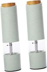 GLEAVI 2pcs Electronic Pepper Grinders Straw Design Easy to Use Grinding Tools for Home Kitchen Restaurant No Battery Needed