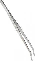 8-Inch Kitchen Tweezers Stainless Steel Culinary Plating Tweezer, Professional Chef Tweezer Food Tongs (Curved Head, Sliver)