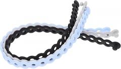 3Pcs Adjustable Silicone Packing Strap Cable Ties Set, Portable Reusable Multi-Use Silicone Bundling Tie for Electronics Cord Management, Flexible Gray Black Blue