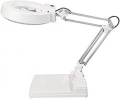 TOPCHANCES Upgrade Electronic LED Magnifying Clamp Lamp White Glass Clip-on Magnifying Lamp Bright Magnifier Light for Reading, Hobbies, Desk Table Task Craft, Workbench (10X Magnifier)
