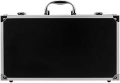 Aluminum Hard Tool Box Portable Carrying Case Large Capacity Metal Storage Organizer Suitable for Instruments and Electronics, Black 35x19x6.5 Cm