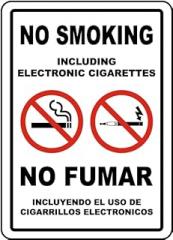 Bilingual No Smoking Including Electronic Cigarettes Sign Facility Signs Vaping Metal Tin – 8 x 12 Inch for Home or Work