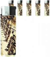 Vintage Retro Skiing Skier Skis Set of 5 Lighters S32 Electronic Refillable Flame Cigarette Smoking