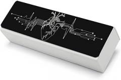 Generic Heart Heartbeats Electronic Board Leather Glasses Case Eyeglass Holder Portable Sunglasses Pouch with Cleaning Cloth