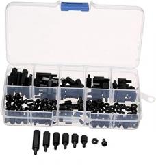 Gatuida 180pcs Nylon Screw Nut Stand Set Black Plastic Standoffs for Electronics PCB Board and DIY Projects Fasteners with Easy Installation