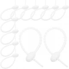 Kisangel 20pcs White 12cm Silicone Cable Ties Reusable Adjustable Tie Wraps for Cord Management, Small Cable Organizers Suitable for Office and Home Electronics