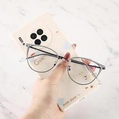 VENOAL Metal Cat Eyeglasses Frame is Suitable to Wear When Using Electronic Products to Relieve Eyeglasses Fatigue (Color : Gray, Size : +350)