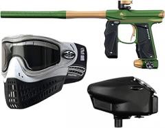 Empire Mini GS Electronic Paintball Gun Marker w Empire Halo Too Electronic Loader and E-Flex Thermal Mask (Halo Loader Grey/E-Flex - White, Dust Green/Dust Tan)