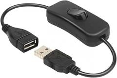 5V 303 Rocker Switch Wire 22 USB 2.0A Male and Female 30CM Black White Electronic Power Supply Connector Cable Line ON Off(Black)