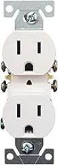 Duplex Electrical Wall Outlet, 15 Amp, 125V, White, Standard Size