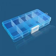 Colorful Portable Tool Box Removable 10 Slots Storage Container Jewelry Ring Electronic Parts Screw Beads Organizer Plastic Case(Blue+white)