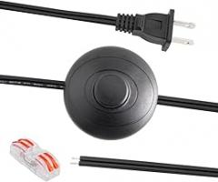 6ft Foot Switch Lamp Cord Replacement, Black Floor Light Switches with Plug, Foot Tapper Pedal Lamp Wire Switch, AC 125V Step ON Off Push Button, Repair DIY Replace Footswitch Fixtures