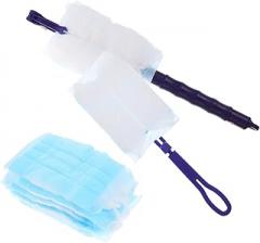 Replacement Duster Refills 22pcs Set with Blue Short Handle and Extendable Pole, Electrostatic Fiber Cleaning Brush Heads for Household Dust Removal and Desktop Cleaning