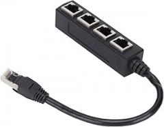 SUNGOOYUE RJ45 Splitter Adapter, 1 to 4 Port Smooth Excellent Connection Network Cable Adapter