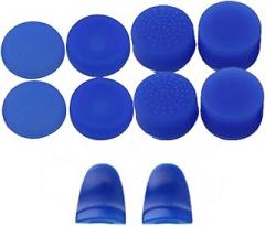 Replacement L2 R2 Buttons Trigger Extender + Silicone Analog Thumb Stick Cap Cover Grip Thumbsticks Joystick for PS4 PS4 Pro Slim Controller (Blue)