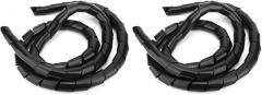 Spiral Wire Sleeve Protector Durable PP Cable Cover Cord Protector for Home Office Car Electronics Wire Management Black White Multiple Sizes 2 Pack (Black Diameter 25mm)