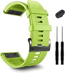 26mm for Fenix 7X Straps,Soft Silicone Fenix 5X Plus Sport Watch Band Compatible for Garmin Tactix 7 Pro/Fenix 6X Pro/Enduro 2/Descent Mk3i 51mm/Tactix Delta, Green