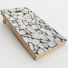 Skin Decal Vinyl Wrap for Cornhole Outdoor Game Bag Toss (2 x pcs. Skins only) / White Rocks