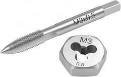 M3 x 0.5 Metric Tap and Die Set Precision Thread Repair and Creation Kit with HSS Tap and Hex Die for Internal and External Threads