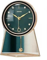 Table Clock Nordic Simple Design Silent Modern Table Clocks for Living Room Desk Electronic Metal Clock for Home Decoration Desk Clock (Green)