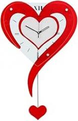 Heart-Shaped Clock Living Room Personality Creative Fashion Swing Simple Modern Bedroom Electronic Mute Clock Red Battery Operated s