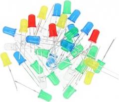 Othmro 200Pcs 5mm Red Yellow Blue Green White LED Christmas Light Bulb (20mA Red/Yellow: 1.8-2.0v, Blue/Emerald Green/White: 3.0-3.2v) Electronics Components Light Emitting Diodes