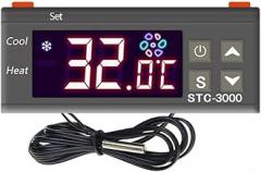 Electronic Digital Display Thermostat Switch with Heating and Cooling Control, Precise Temperature Regulation from -50°C to 99°C for Aquarium, Incubator, Home Brewing, Refrigerator Use, Black