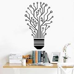 Circuit Board Electronic Bulb Wall Sticker Office Classroom Teamwork Circuit Wall Decal Bedroom Kids Room Vinyl Decor 56cmx34cm