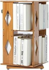 Book Shelf 360° Two-Layer Rotating Simple Bookshelf, Simple and Modern Desktop Multi-Layer Floor Shelf Bookcase Decor for Living Room