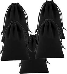 5pcs Flannel Drawstring Storage Bag for Hair Dryer Jewelry and More Multifunctional Lint Pouch Black