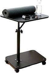 360° Rotating Adjustable Height C-Shaped Table, HDF Space-Saving for Living Room Bedroom Office Easy Assembly(Black Upgraded Version)