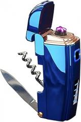 Multifunction Electric Lighter USB Rechargeable with Dual Arc, Flameless and Windproof