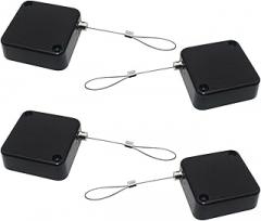 4 Pcs Retail Display Security Cable Lanyard, 35.4 In Anti Lost Rope, Retractable Lock, Abs Case, 1.8 X 1.8 In, Includes Self-Adhesive