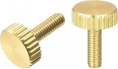uxcell Knurled Thumb Screws, M3x10mm Flat Brass Bolts Grip Knobs Fasteners for PC, Electronic, Mechanical 2Pcs