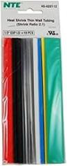 NTE Electronics HS-ASST-12 Thin Wall Heat Shrink Tubing Kit, Assorted Colors, 6