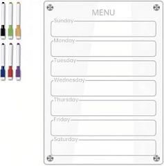 Clear Acrylic Magnetic Dry Erase Board Weekly Planner 8.27x11.7in Writing Board Fridge Reusable Planner with 6 Color Magnetic Markers & 4pcs Magnet Daily Message Organizer Notepad Wall