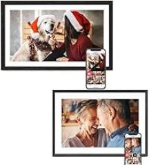 Frameo Digital Picture Frame 2 Pack, 1pc 15.6 Inch Photo Frame Electronic 32GB Memory, 1920 * 1080 Touch Screen, 1pc 10.1inch 1280 * 800 Digital Photo Frame 32GB Memory, Auto-Rotate, Share Photo Video