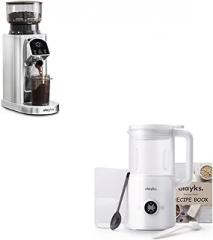 Conical Burr Coffee Grinder Electric with Electronic Timer, Anti-Static, Coffee Grinders for Home Use & Automatic Nut Milk Maker, 20 Oz Soy Milk Maker Machine